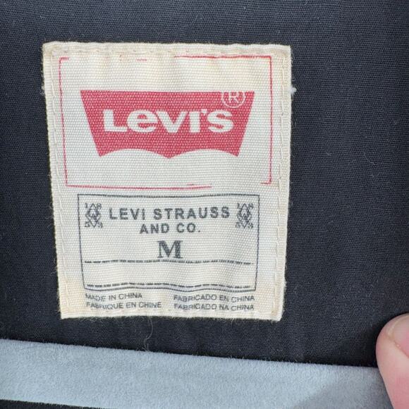 Levi's Lined Flannel Snap Down Shacket Jacket Men's Size Medium Blue/Black - Picture 11 of 15